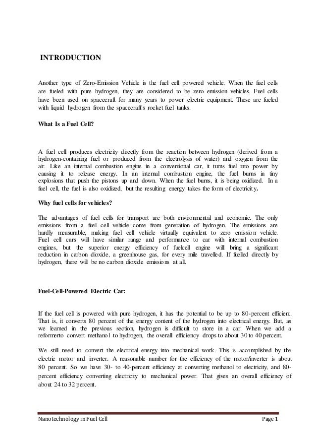 NANOTECHNOLOGY IN FUEL CELL