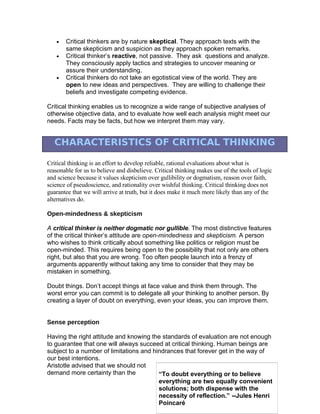 Critical Thinking