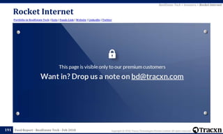 Copyright © 2018, Tracxn Technologies Private Limited. All rights reserved.Feed Report - RealEstate Tech - Feb 2018
Rocket Internet
191
Portfolio in RealEstate Tech | Exits | Funds Link | Website | LinkedIn | Twitter
RealEstate Tech > Investors > Rocket Internet
 