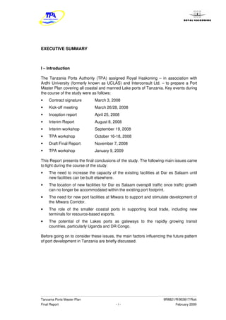 Final report tanzania ports master plan 1 to 100 | PDF