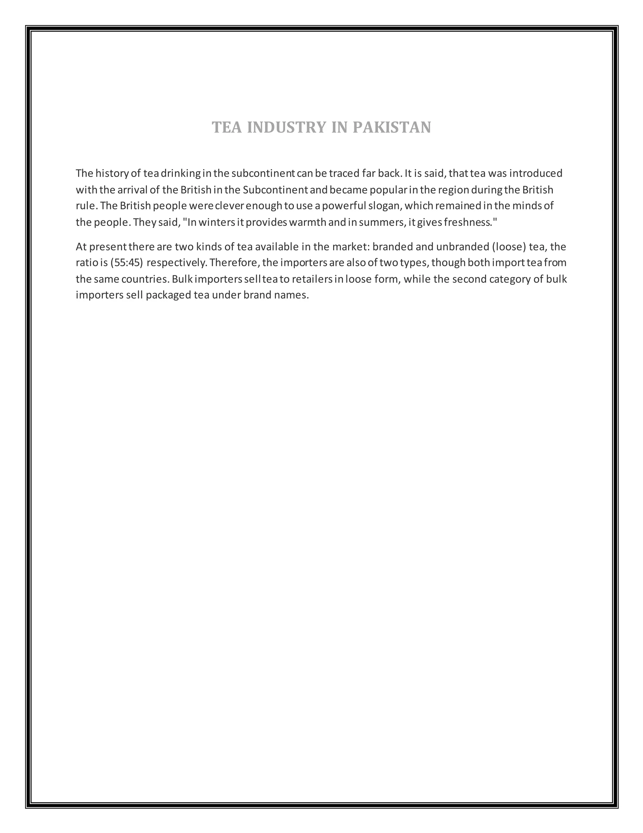 First Report Tea Final report tea industry | DOCX