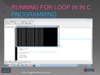 T
O
P
I
C




LOOP                                BACK
       http://eglobiotraining.com
 