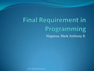 Nisperos, Mark Anthony B.




http://eglobiotraining.com
 