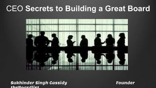 CEO Secrets to Building a Great Board
Sukhinder Singh Cassidy Founder
 