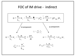 FOC of IM drive - indirect

                     Rr                L mR r                                              d       r
         0                 r
                                                         i   sd
                                                               r
                                                                        ji      sq
                                                                                  r
                                                                                                              j(    slip
                                                                                                                           )    r
                     Lr                    Lr                                              dt


                          d component                                                                  q component
                                                                        *
                                                                   4 Te         Lr
                                                         i sqr *
                                                                   3p       r
                                                                                Lm


    Rr               L mR r                 d        r                                         L mR r
0            r
                                   i sdr                                              0                         i sqr      (   slip   )   r
    Lr                Lr                        dt                                                     Lr


                               *                                                           L mR r
                               r                                            (          )                    i sqr
         i sd *  r                                                                slip         *
                                                                                               r
                                                                                                   Lr
                          Lm
 