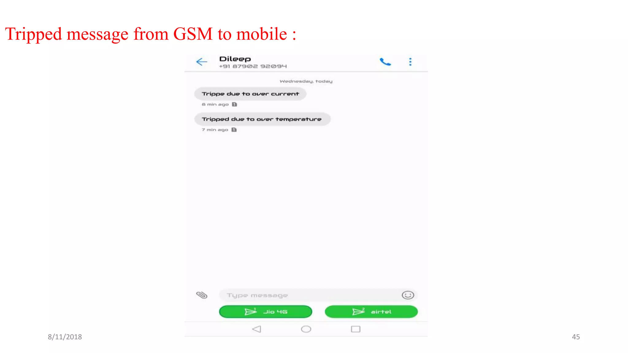 Tripped message from GSM to mobile :
8/11/2018 45
 
