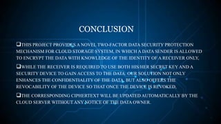 IMPROVED DATA PROTECTION MECHANISM FOR CLOUD STORAGE WITH THE USAGE OF ...