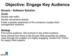 Objective: Engage Key Audience <ul><li>Kinaxis - Software Solution </li></ul><ul><li>Goals </li></ul><ul><li>Double web tr...