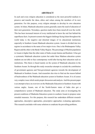 Madrasa Education in Southern Assam An Analytical Study | PDF