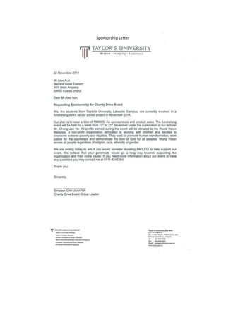 Sponsorship Letter 
 