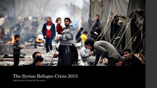 The Syrian Refugee Crisis 2015
Application to Real-life Scenario
 