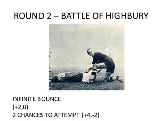 ROUND 2 – BATTLE OF HIGHBURYINFINITE BOUNCE(+2,0)2 CHANCES TO ATTEMPT (+4,-2)