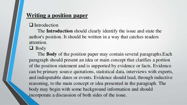 position paper writing paragraphs