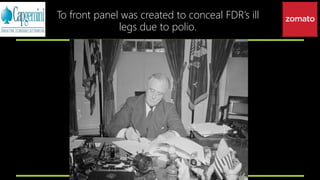 To front panel was created to conceal FDR’s ill
legs due to polio.
 