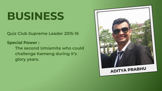 ADITYA PRABHU
BUSINESS
Special Power :
 