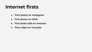 QUIZ CLUB IIT GUWAHATI GENERAL QUIZ RISHABH JAIN 31 MARCH 2019
Identify the country and fundaA
Internet firsts
●
●
●
●
 