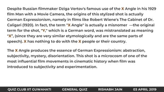 X
X
Y
X
X X
X
QUIZ CLUB IIT GUWAHATI GENERAL QUIZ RISHABH JAIN 03 APRIL 2019
 