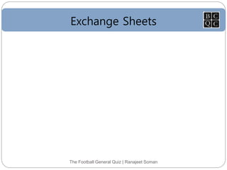 Exchange Sheets
The Football General Quiz | Ranajeet Soman
 