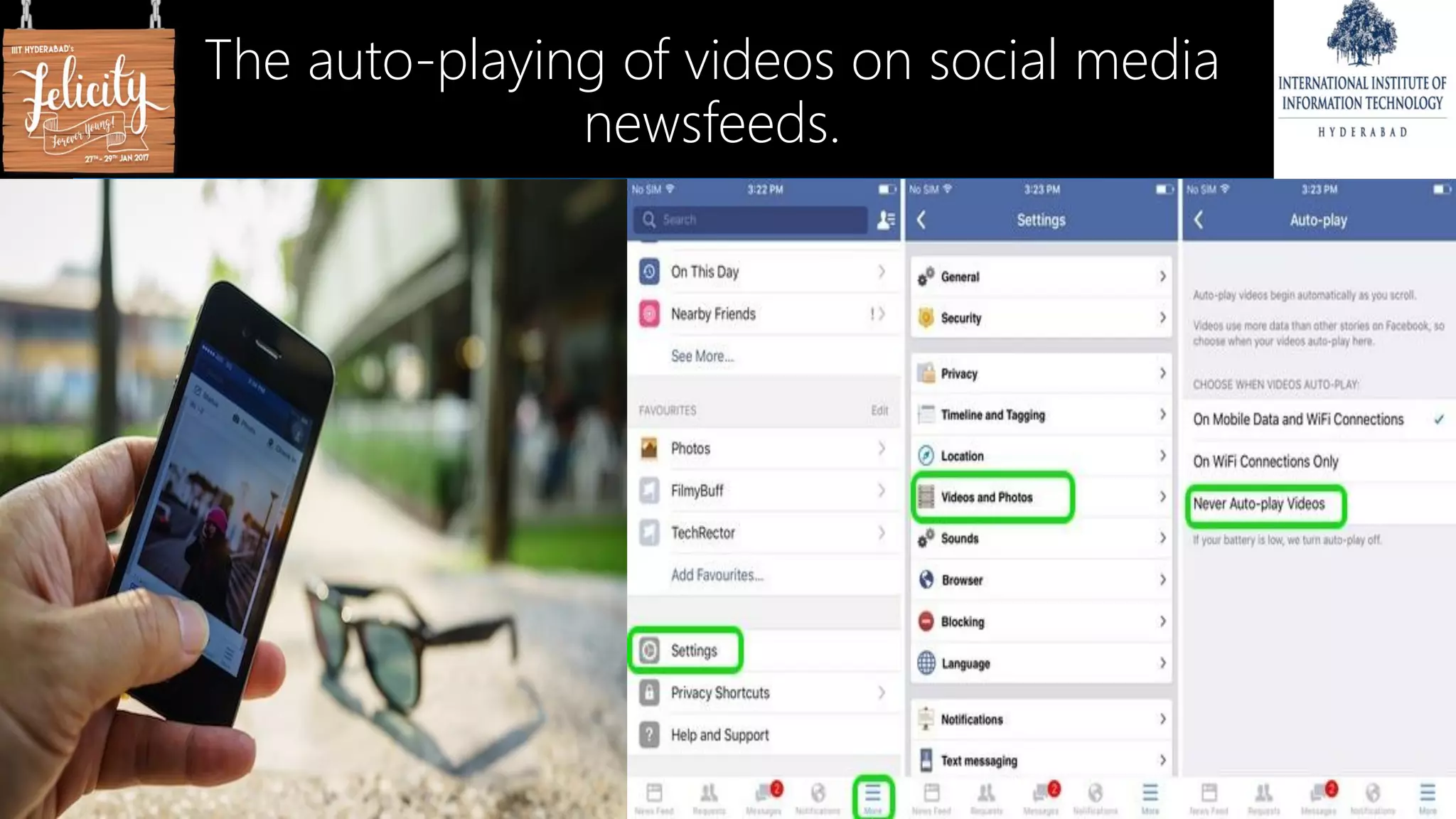 The auto-playing of videos on social media
newsfeeds.
 