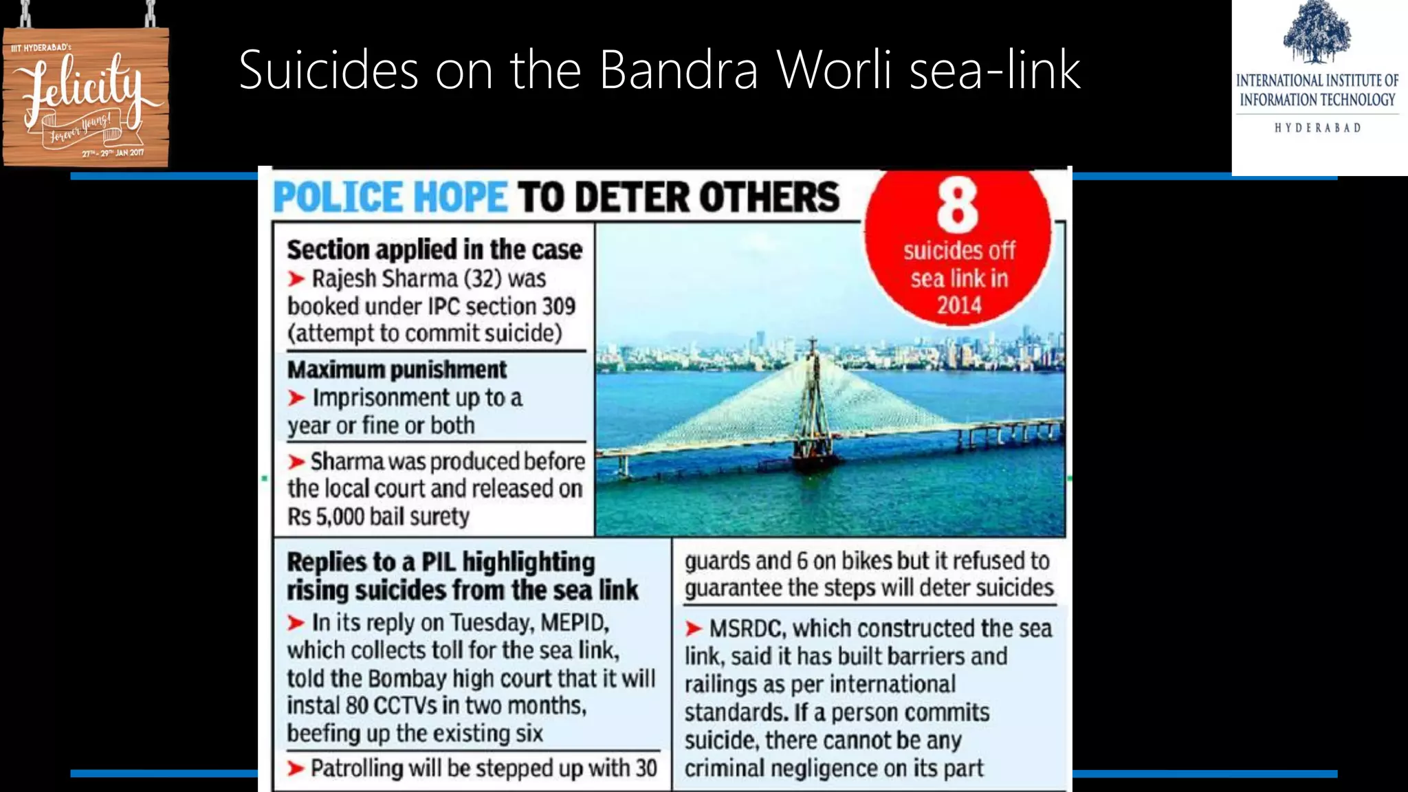 Suicides on the Bandra Worli sea-link
 