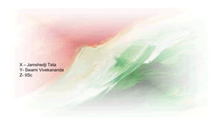 X – Jamshedji Tata
Y- Swami Vivekananda
Z- IISc
 