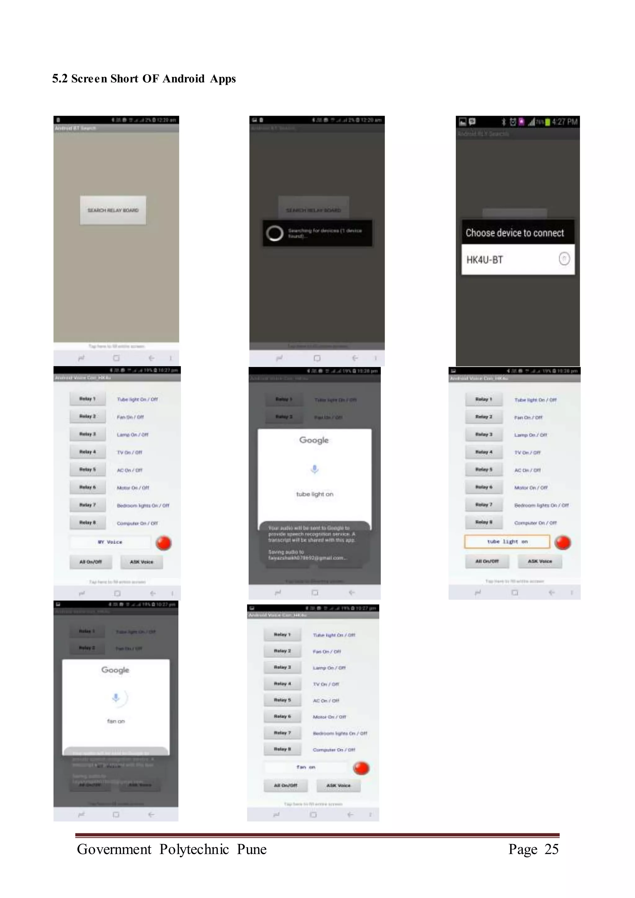 Government Polytechnic Pune Page 25
5.2 Screen Short OF Android Apps
 