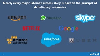 11
Nearly every major Internet success story is built on the principal of
deﬂationary economics
 