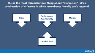 9
This is the most misunderstood thing about “disruption” - it’s a
combination of 4 factors in which incumbents literally ...