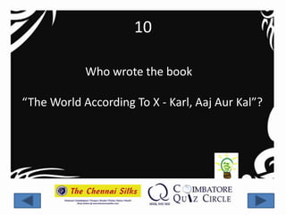 10

            Who wrote the book

“The World According To X - Karl, Aaj Aur Kal”?
 