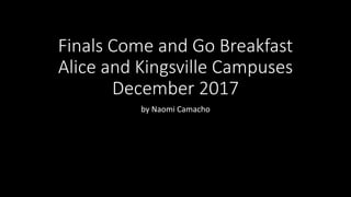 Finals Come and Go Breakfast
Alice and Kingsville Campuses
December 2017
by Naomi Camacho
 