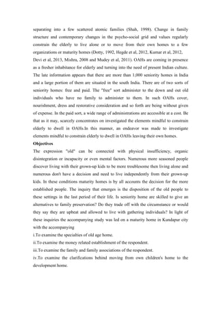 A study of Factors Compelling Elderly to stay in old Age Home with ...