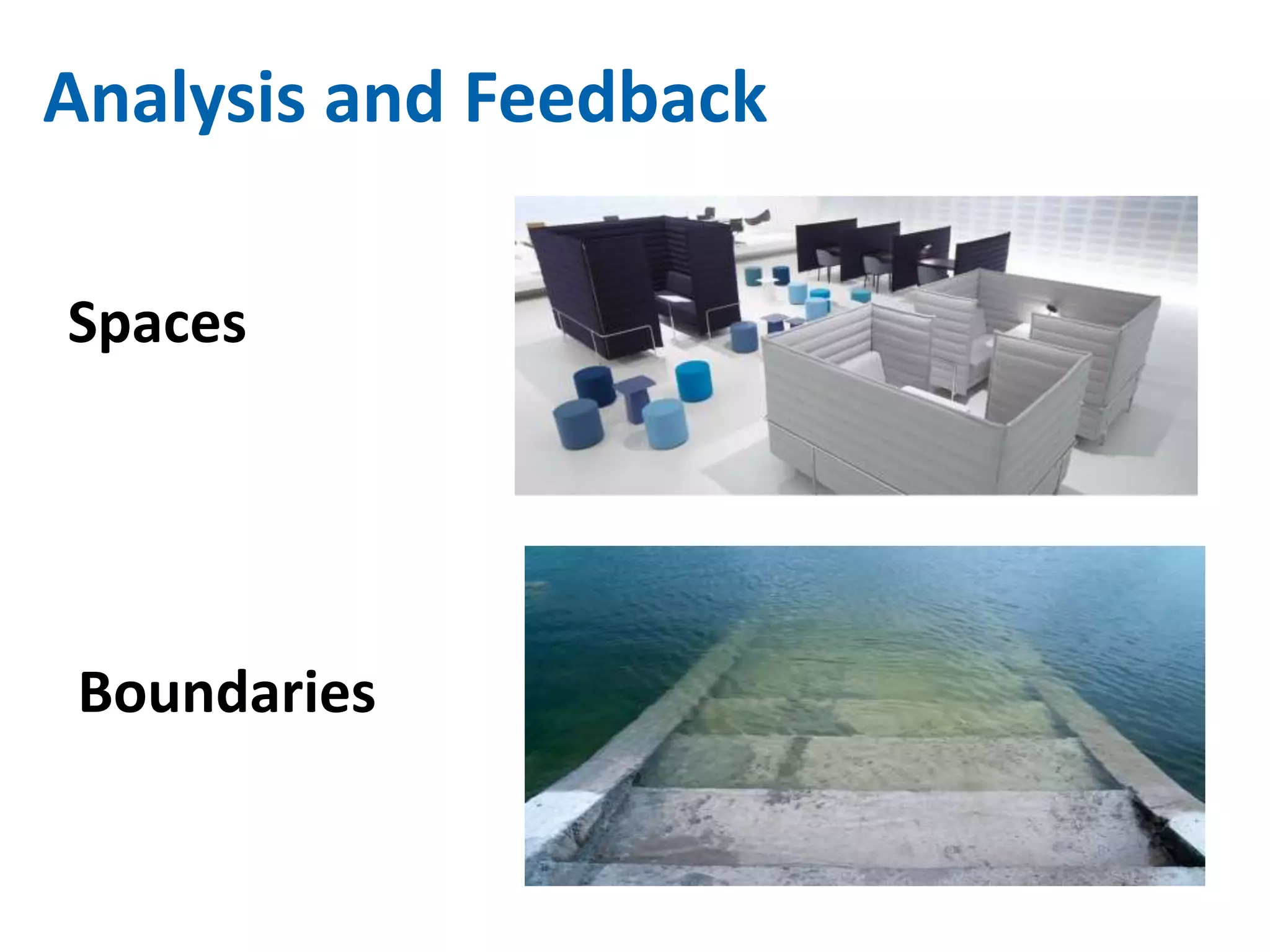 Analysis and Feedback 
Spaces 
Boundaries 
 