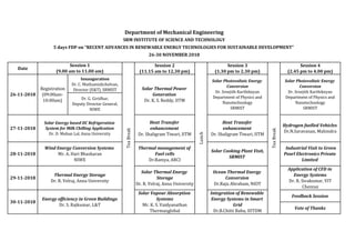 Final Session schedule for the FDP on Renewable energy | PDF