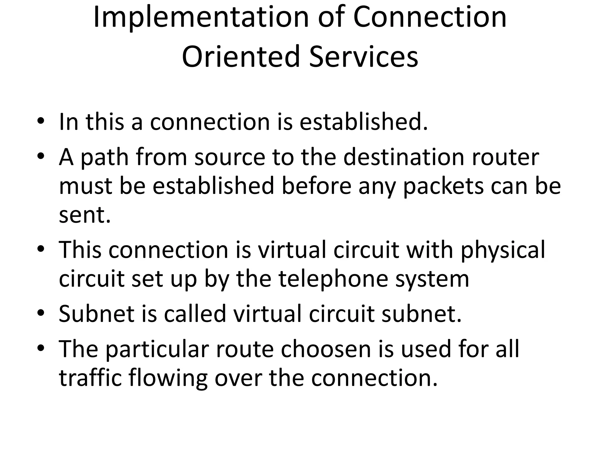 As packets arrived at A, packets 1, 2 and 3 were stored briefly(to verify their checksums).Then each was forwarded to C according to A’s table .Packet 1 was then forwarded to C according to A’s table.Packet 1 was then forwarded to E and then to F and at F it was encapsulated in datalink layer frame and sent to H2 over the LAN. 
