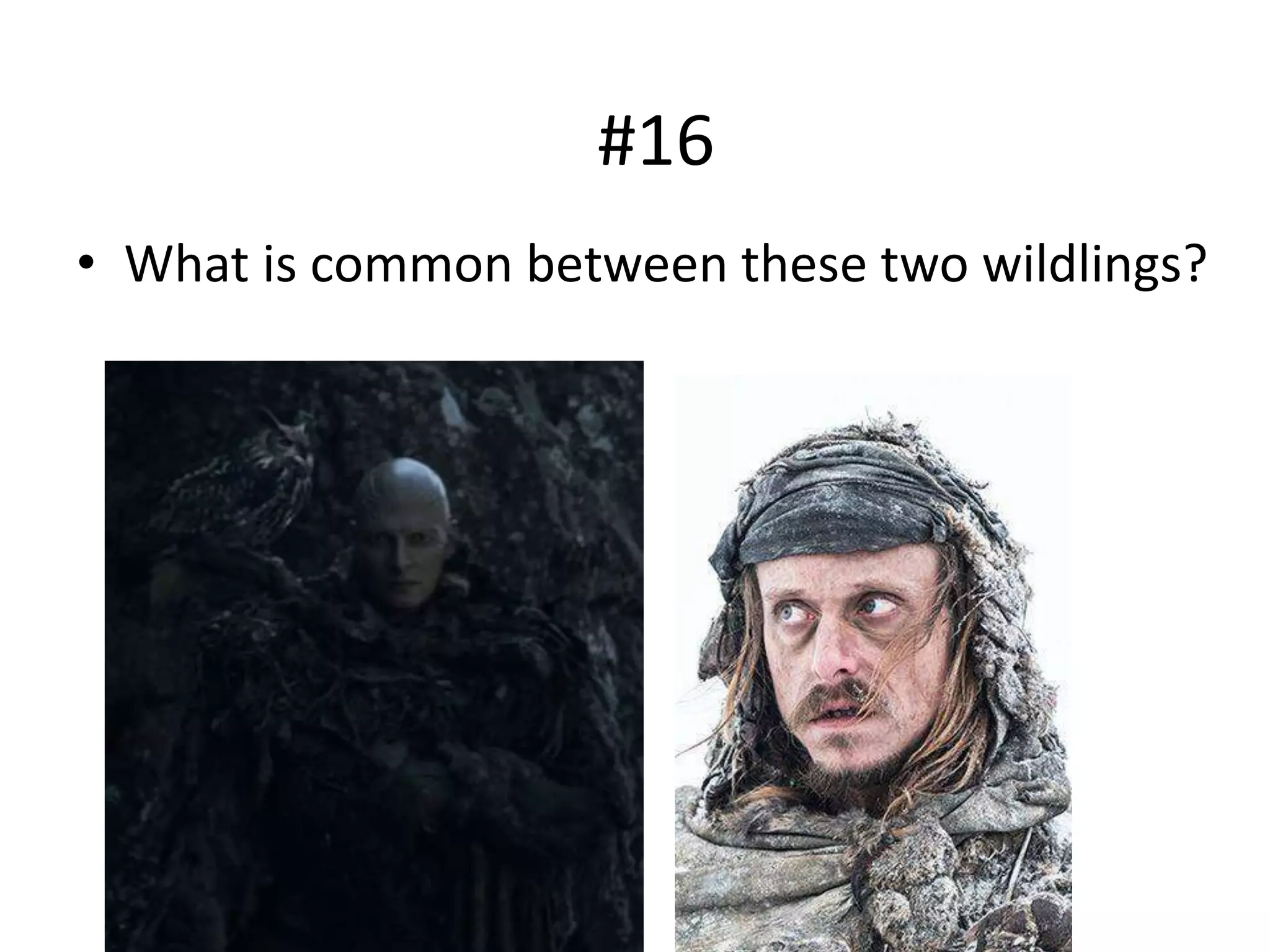 • What is common between these two wildlings?
#16
 