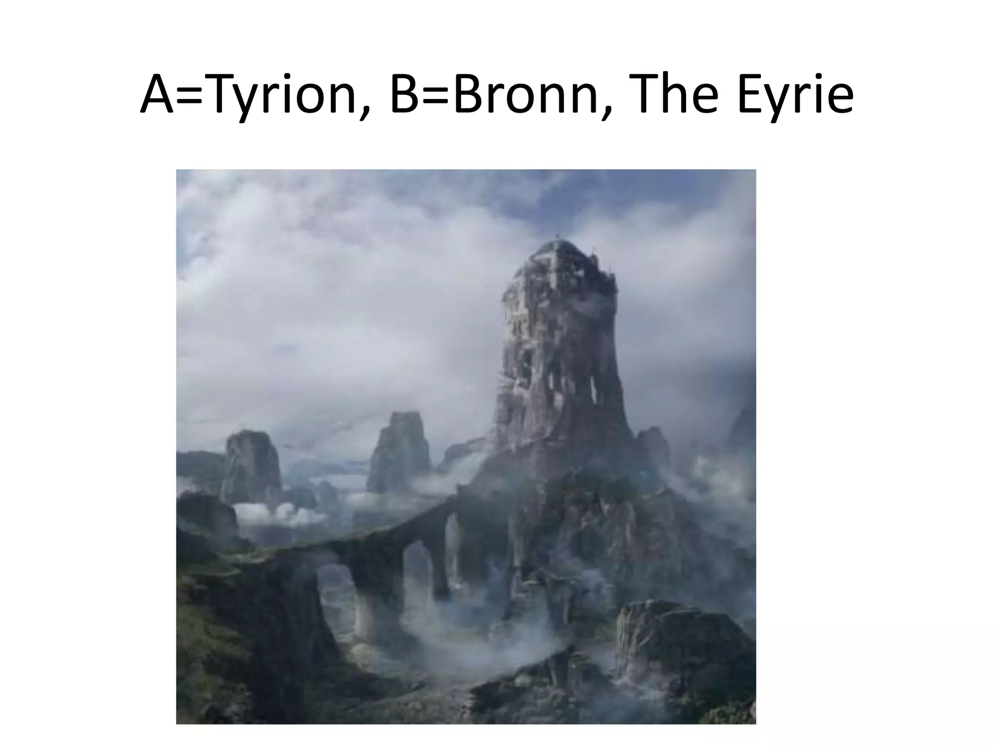 A=Tyrion, B=Bronn, The Eyrie
 