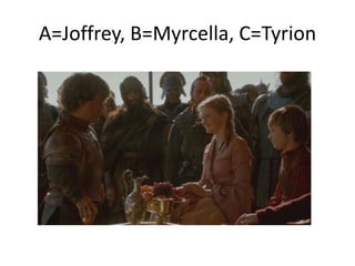 A=Joffrey, B=Myrcella, C=Tyrion
 