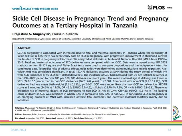 THE SICKLE CELL DISEASE IN PREGNANCY.pptx | Pregnancy | Reproductive Health