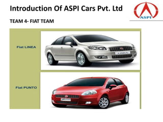 Introduction Of ASPI Cars Pvt. Ltd
TEAM 4- FIAT TEAM
 