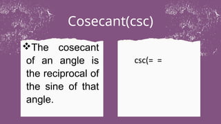 Understanding the Six Trigonometric Ratios: Secant, Cosecant, and ...