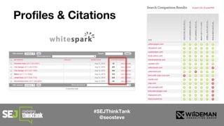 #SEJThinkTank
@seosteve
Profiles & Citations
 