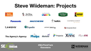 #SEJThinkTank
@seosteve
Steve Wiideman: Projects
The Agency’s Agency:
 