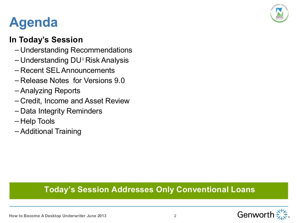 Desktop Underwriter® Training inar Slides
