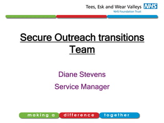 Secure Outreach transitions
Team
Diane Stevens
Service Manager
 