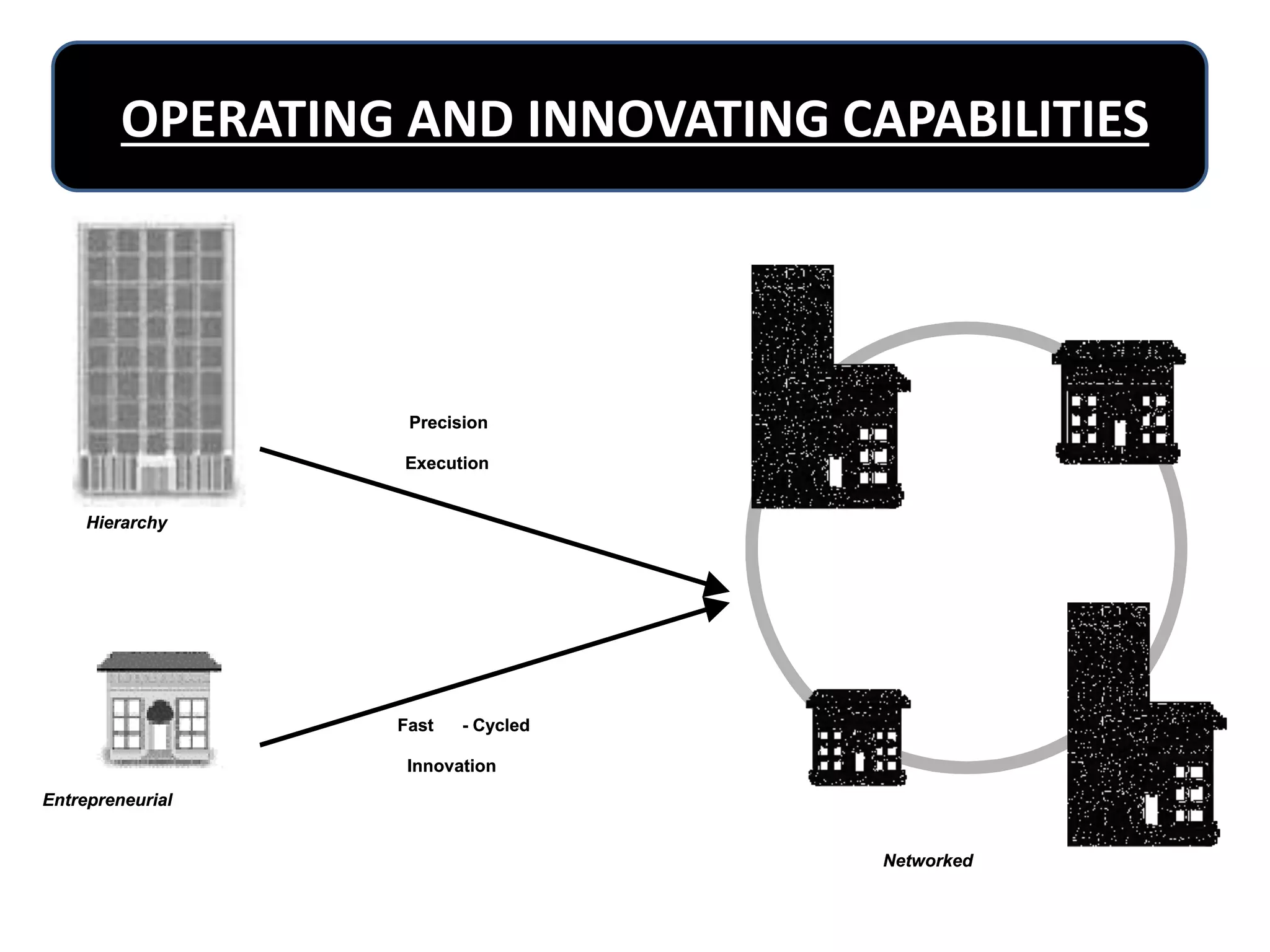 OPERATING AND INNOVATING CAPABILITIES

Precision
Execution
Hierarchy

Fast

- Cycled

Innovation
Entrepreneurial

Networked

 
