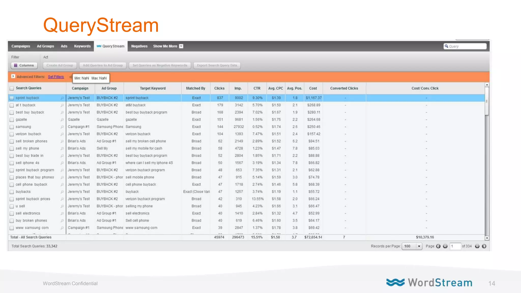 14WordStream Confidential
QueryStream
 