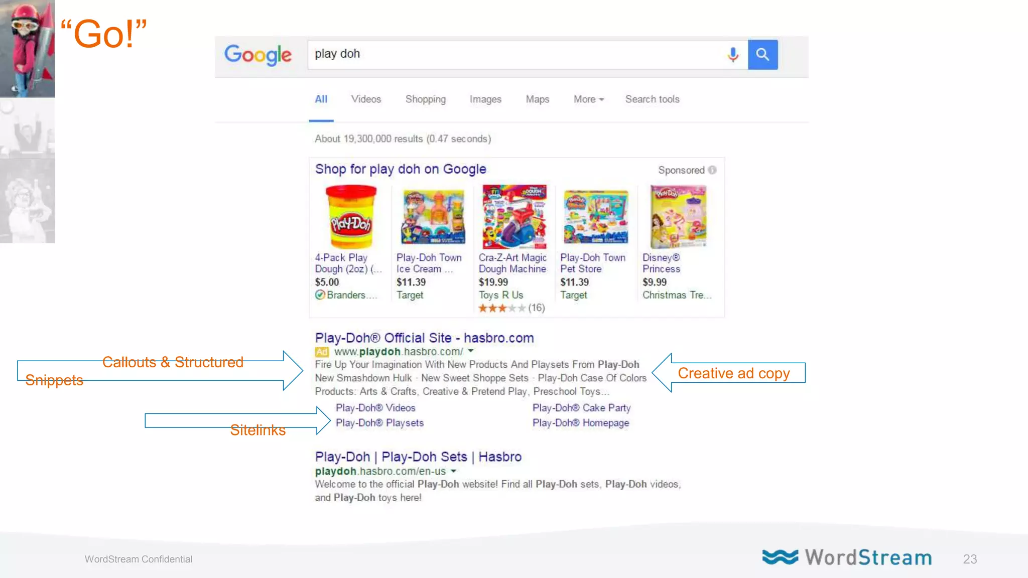 23WordStream Confidential
Creative ad copy
Sitelinks
Callouts & Structured
Snippets
“Go!”
 