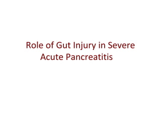 Role of Gut Injury in Severe 
Acute Pancreatitis 
 