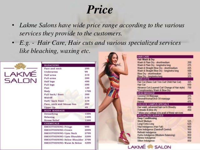 Lakme Salon Price Chart