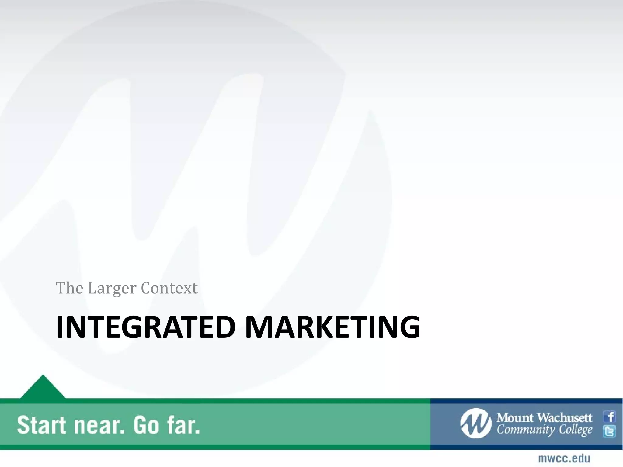 The Larger Context

INTEGRATED MARKETING
 
